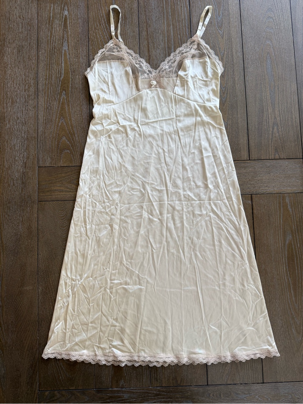 Source Unknown Ivory Lace-Trim Slip Dress